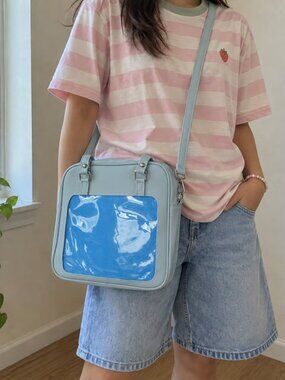 BLUE Ita Bag Y2K Kawaii Crossbody Purse Anime Pin Display Shoulder ItaBag